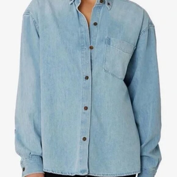 WeWoreWhat Chambray Boyfriend Over-shirt Button Down - Picture 2 of 2